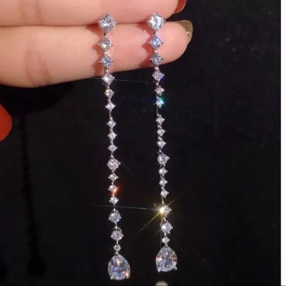 3ctw Pear Dangle Earrings - Picture 5 of 11